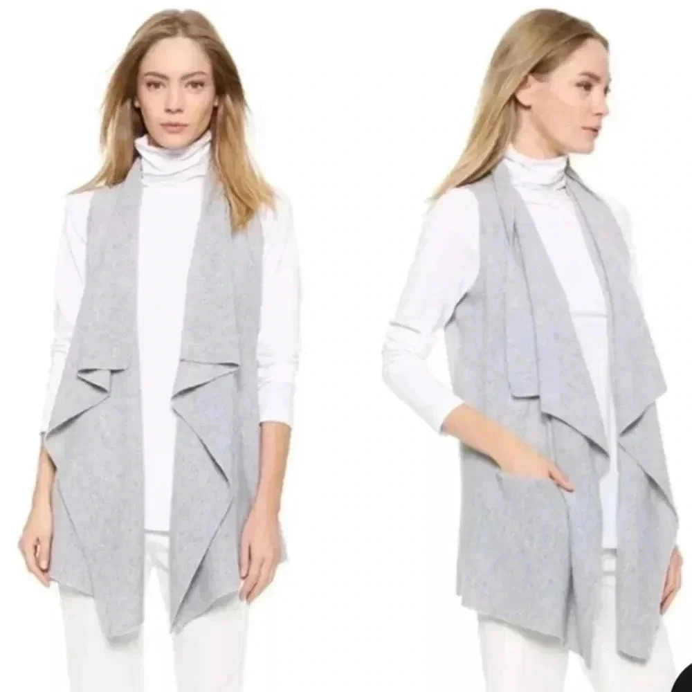 Vince Cashmere Wool Sleeveless Open Cardigan Gray Vest Large EUC